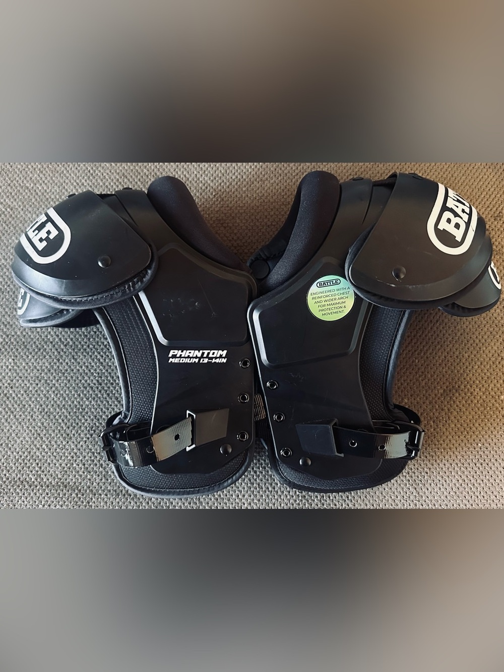Black Phantom Youth Football Shoulder Pads by